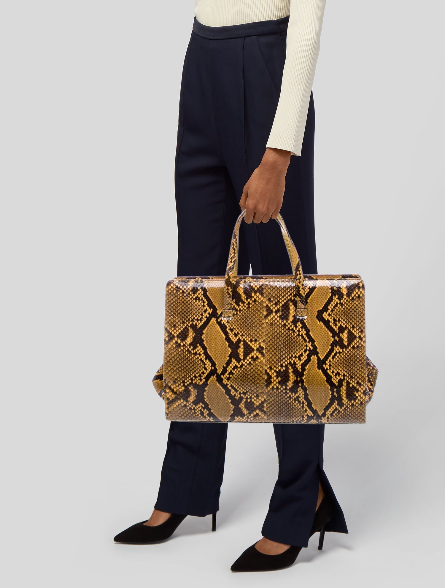 Lambertson Truex Snakeskin Top Handle Bag