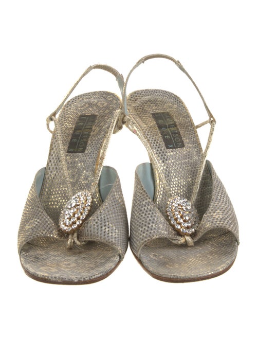 Lambertson Truex Embossed Leather Animal Print Slingback Sandals