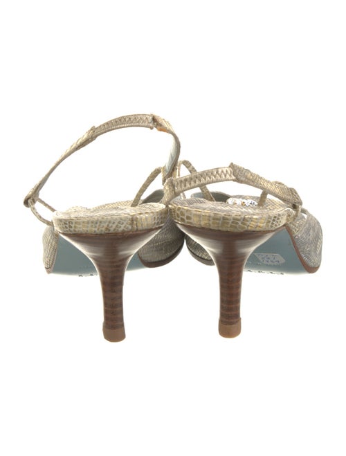 Lambertson Truex Embossed Leather Animal Print Slingback Sandals