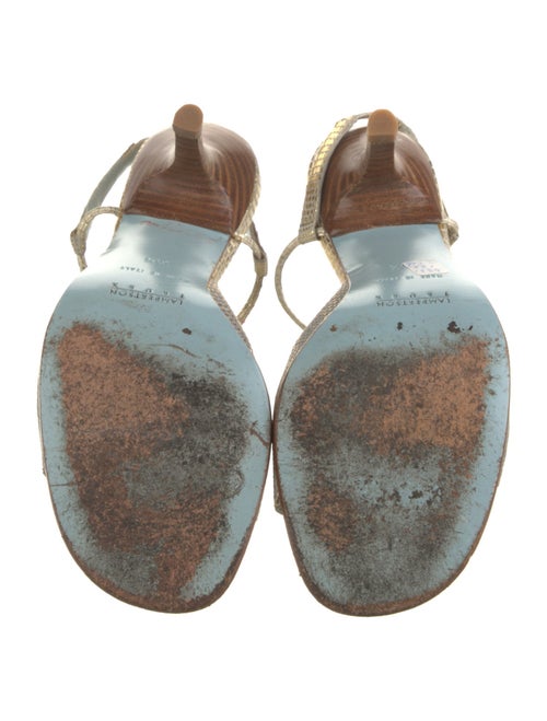 Lambertson Truex Embossed Leather Animal Print Slingback Sandals