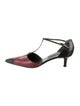 Lambertson Truex Leather Colorblock Pattern T-Strap Pumps