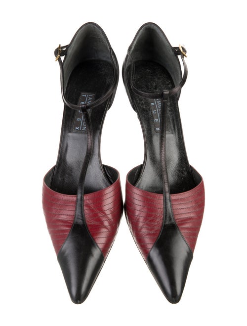 Lambertson Truex Leather Colorblock Pattern T-Strap Pumps