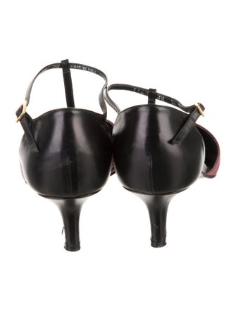 Lambertson Truex Leather Colorblock Pattern T-Strap Pumps