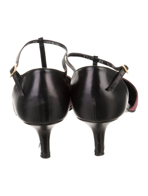 Lambertson Truex Leather Colorblock Pattern T-Strap Pumps