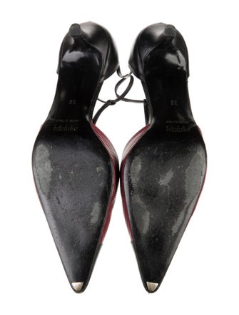 Lambertson Truex Leather Colorblock Pattern T-Strap Pumps