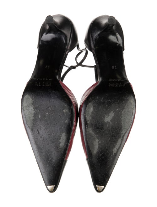 Lambertson Truex Leather Colorblock Pattern T-Strap Pumps