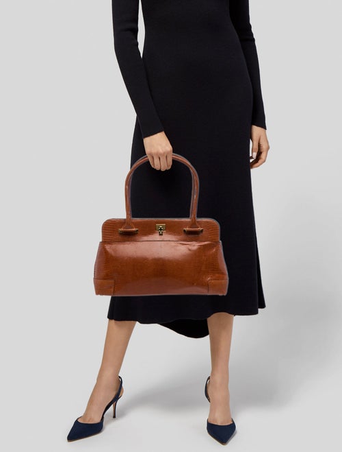 Lambertson Truex Embossed Leather Shoulder Bag