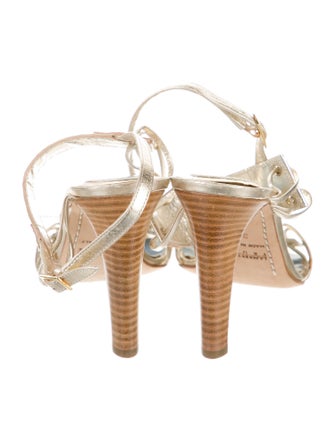 Lambertson Truex Leather Animal Print Slingback Sandals