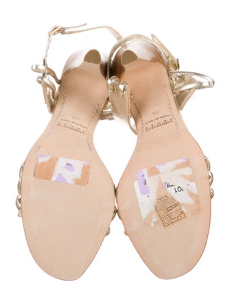 Lambertson Truex Leather Animal Print Slingback Sandals