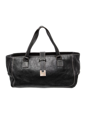 Pre-owned Lambertson Truex Leather Weekender Bag In Black