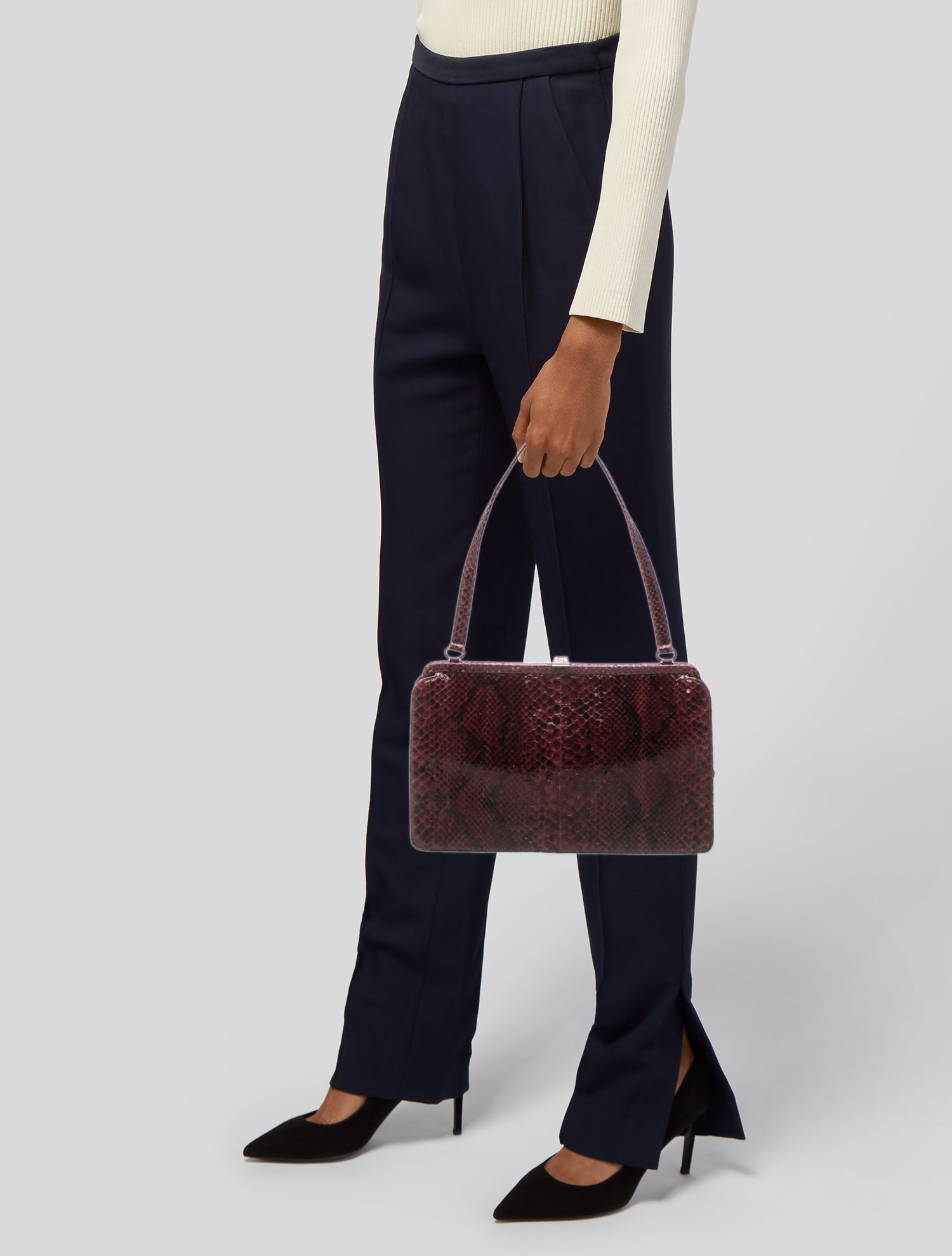 Lambertson Truex Crocodile Top Handle Bag - Pink Handle Bags