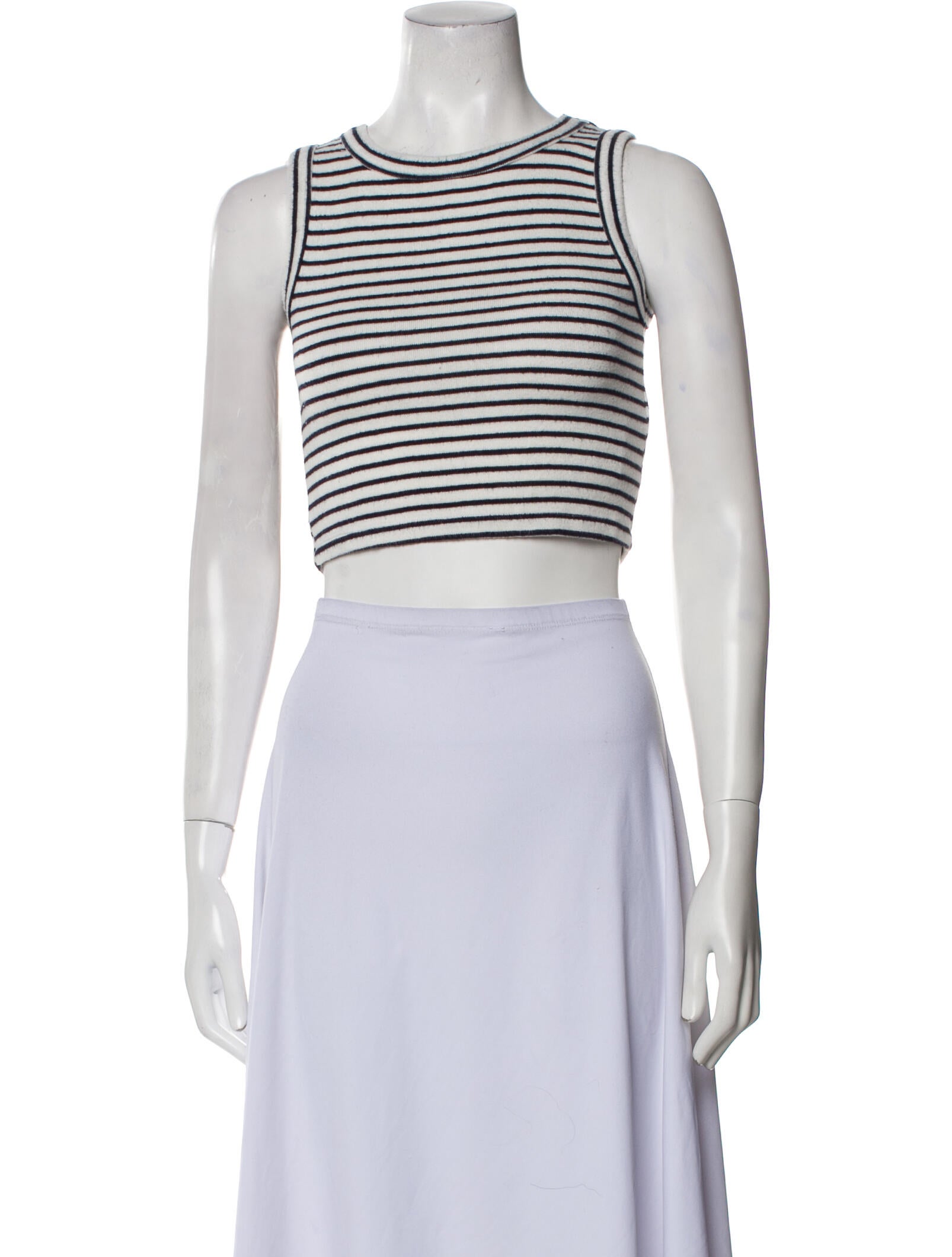 Leset Striped Crew Neck Crop Top