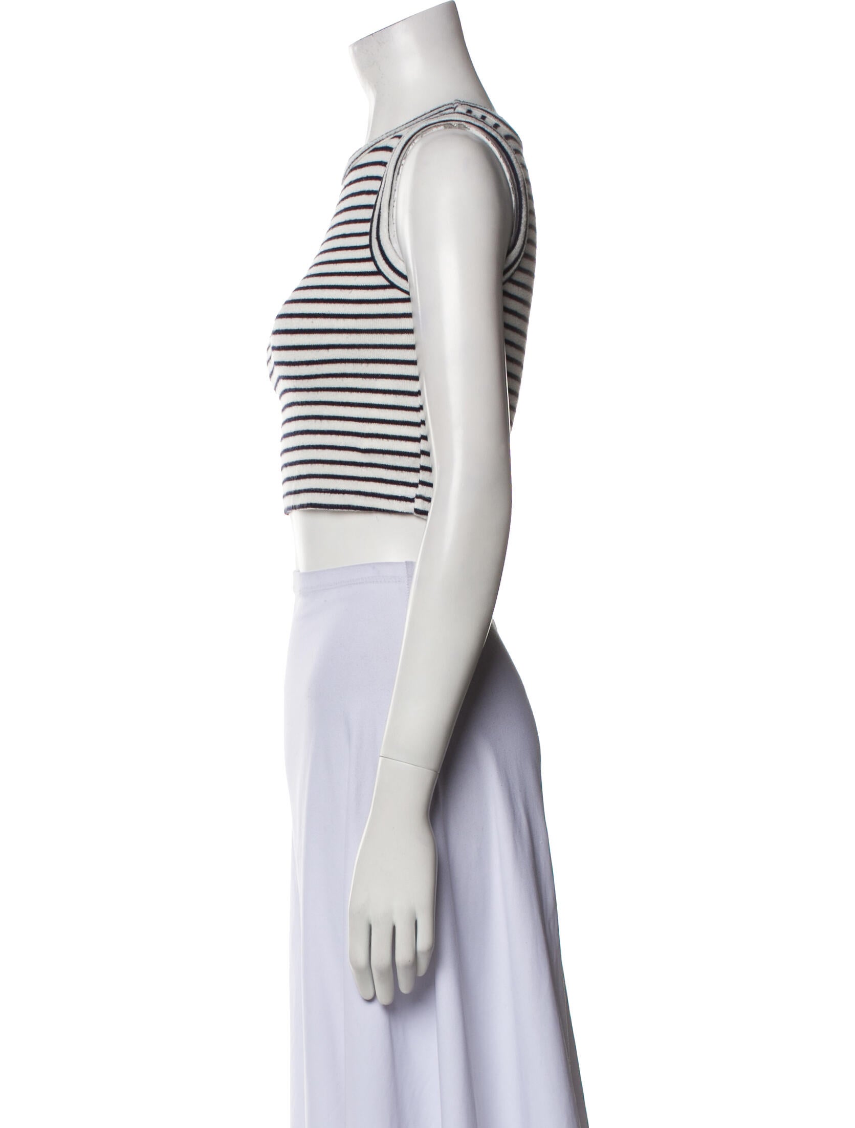 Leset Striped Crew Neck Crop Top