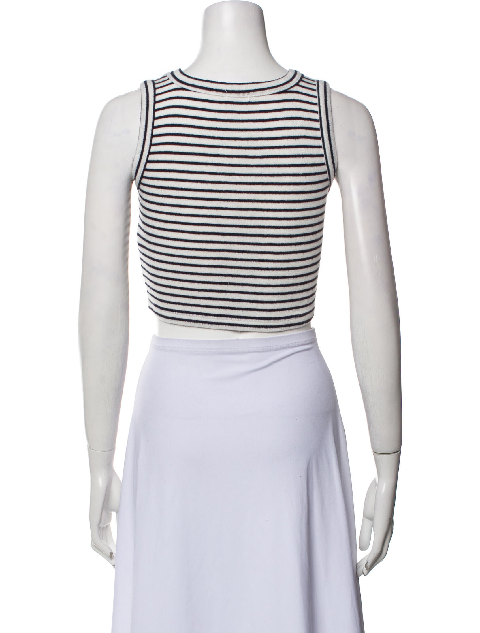 Leset Striped Crew Neck Crop Top