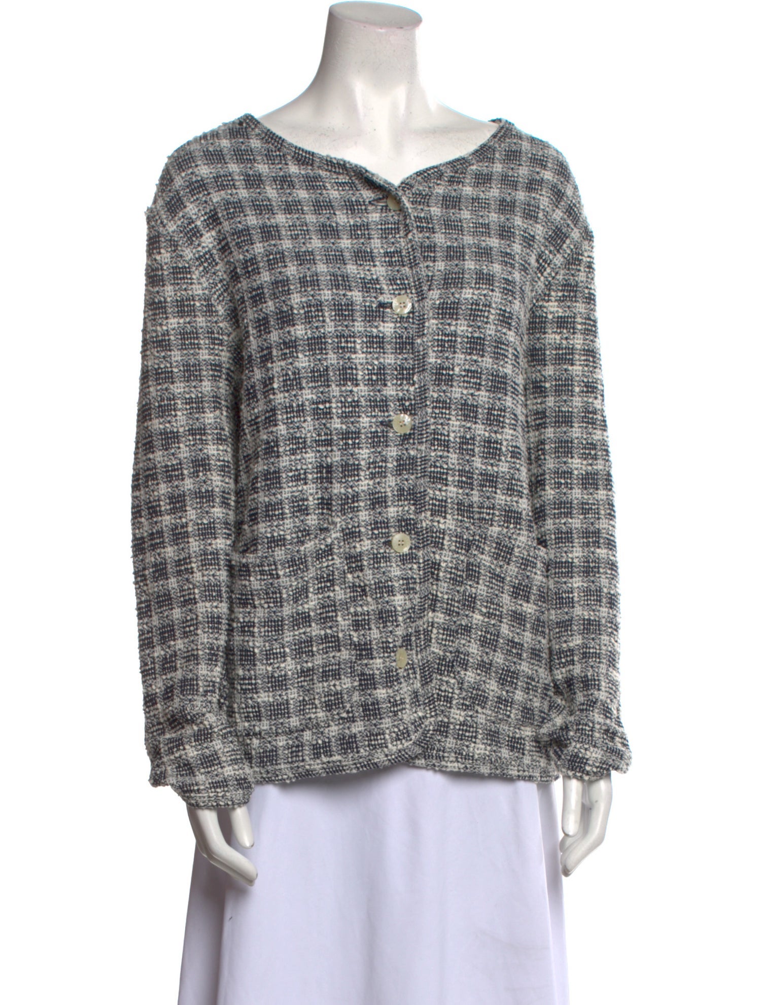 Leset Plaid Print V-Neck Sweater