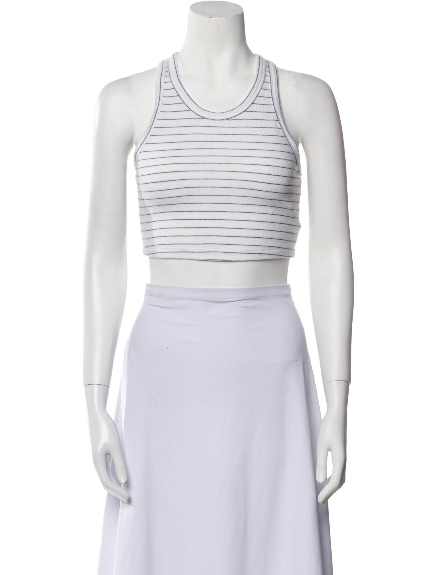 Leset Striped Scoop Neck Crop Top
