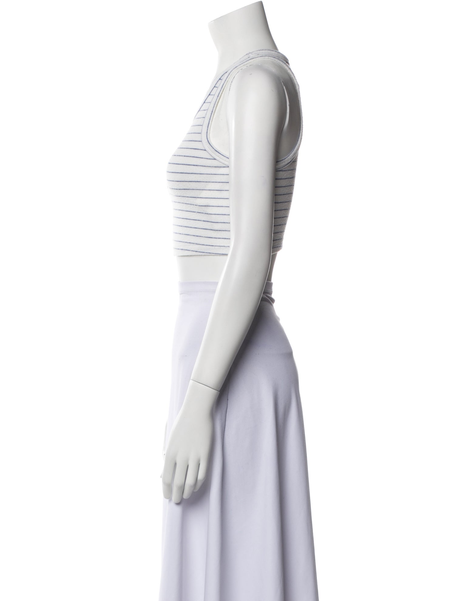 Leset Striped Scoop Neck Crop Top