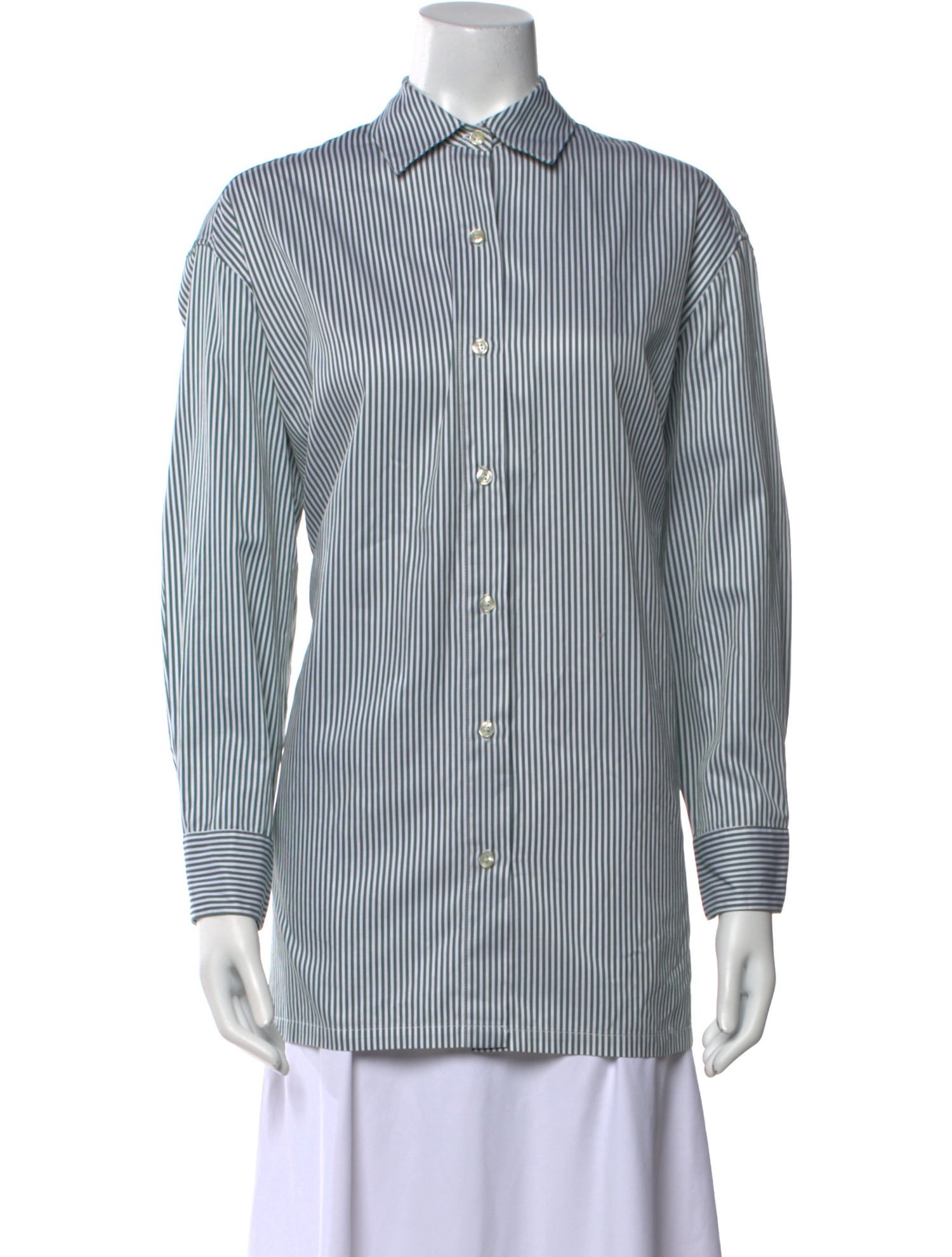 Leset Striped Long Sleeve Button-Up Top
