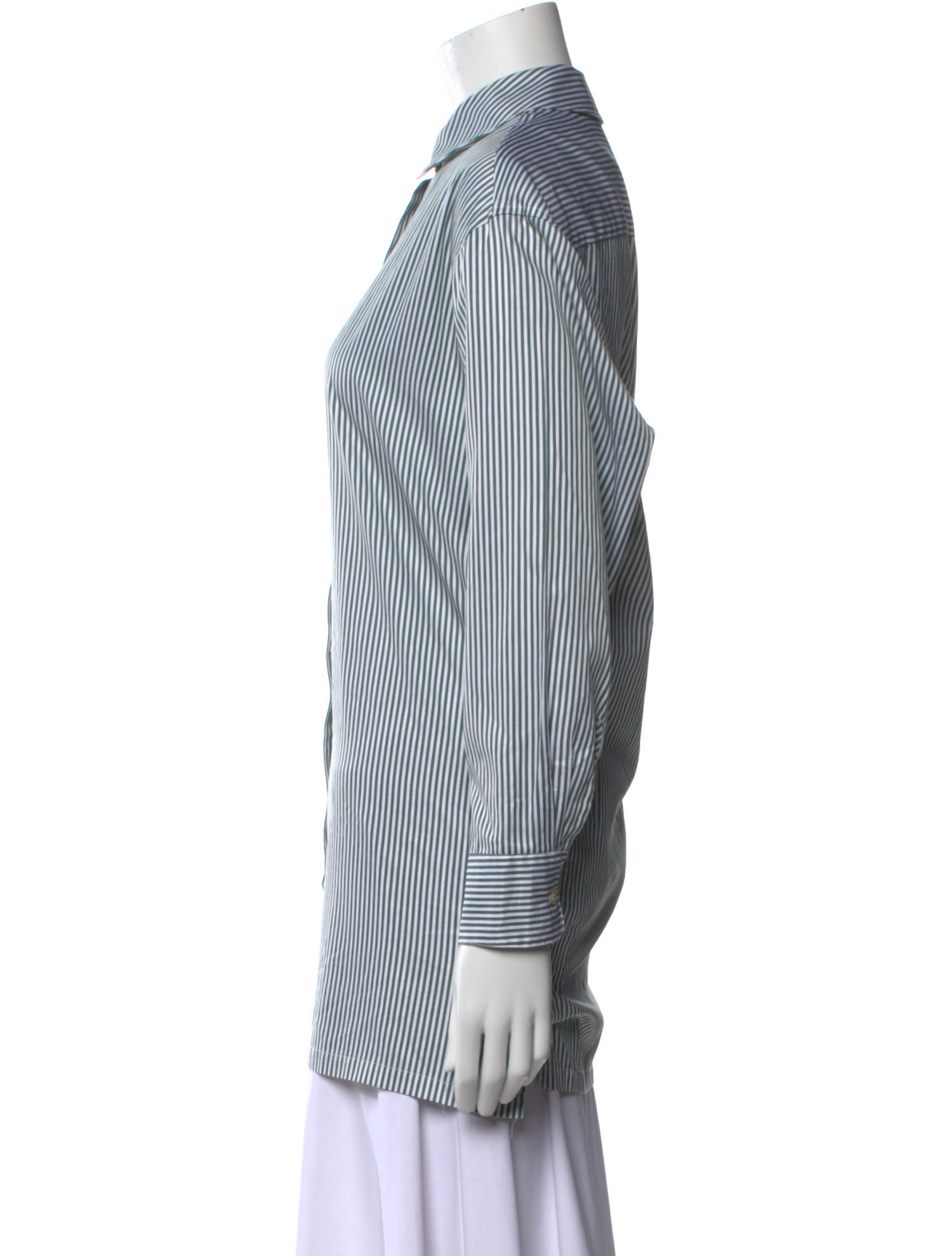 Leset Striped Long Sleeve Button-Up Top