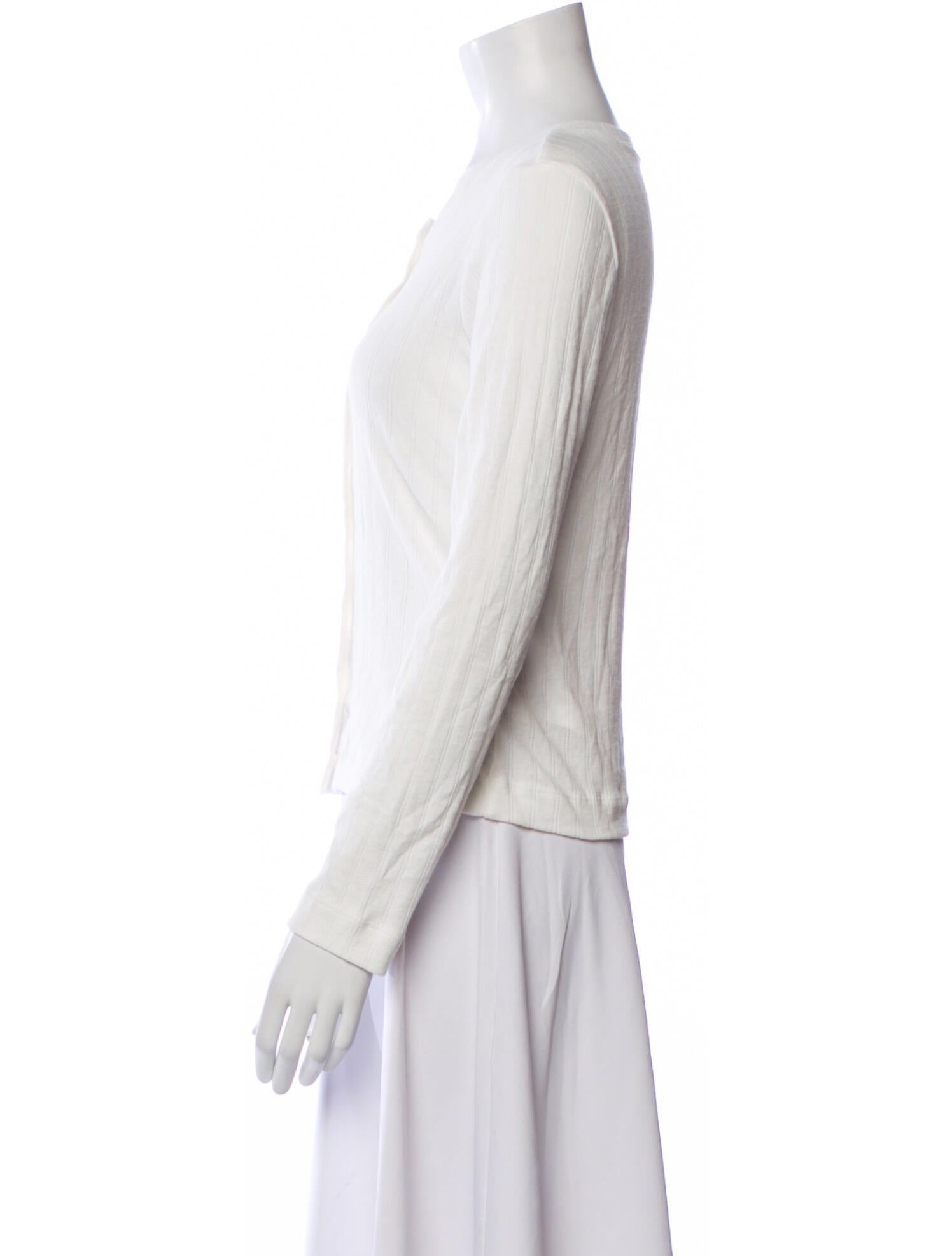 Leset Crew Neck Long Sleeve Button-Up Top