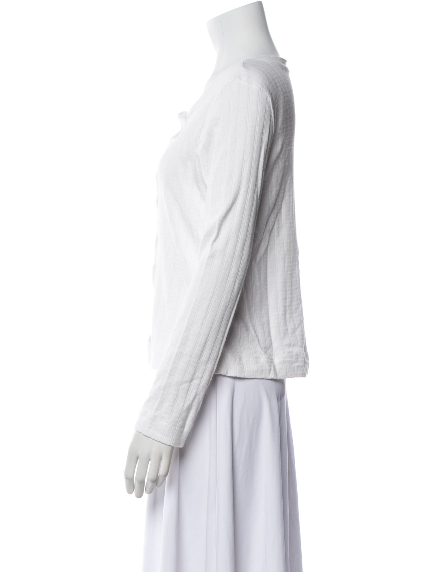 Leset Scoop Neck Long Sleeve Button-Up Top