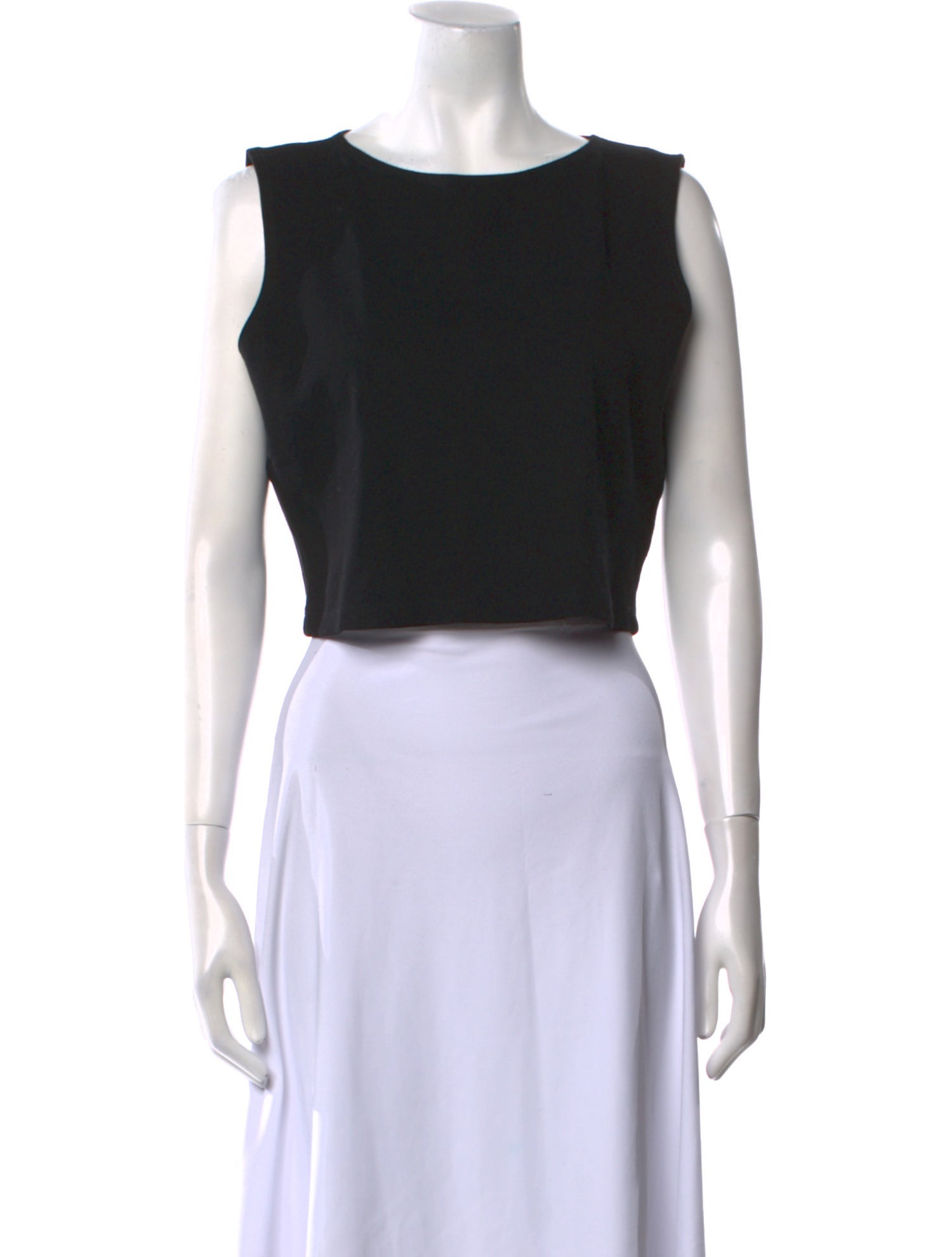 Leset Bateau Neckline Sleeveless Crop Top