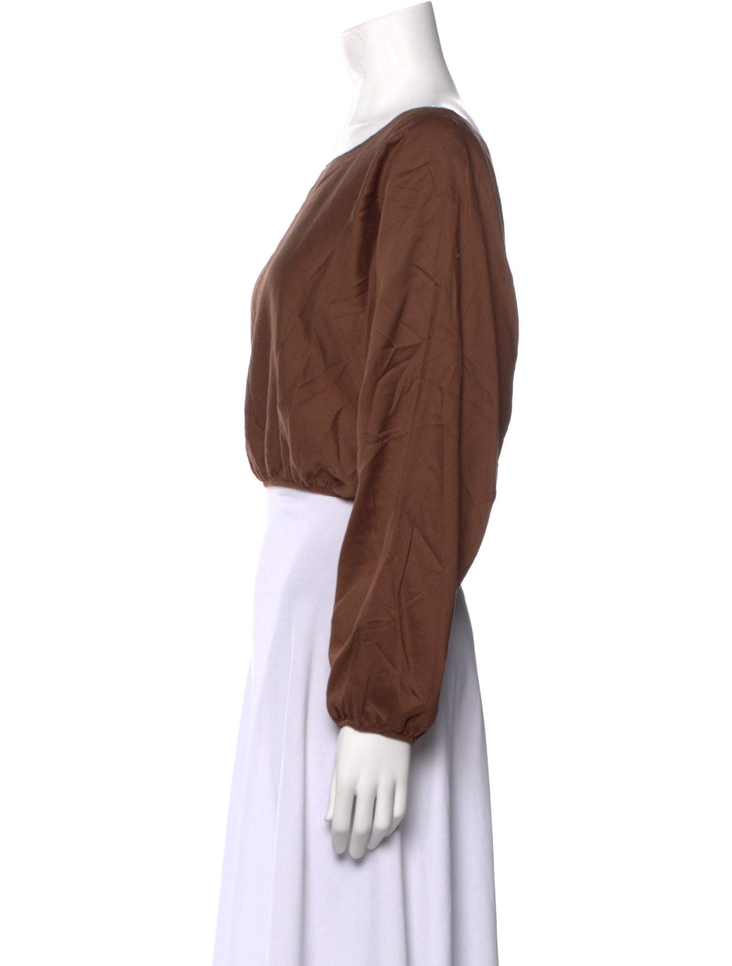 Leset Bateau Neckline Long Sleeve Crop Top