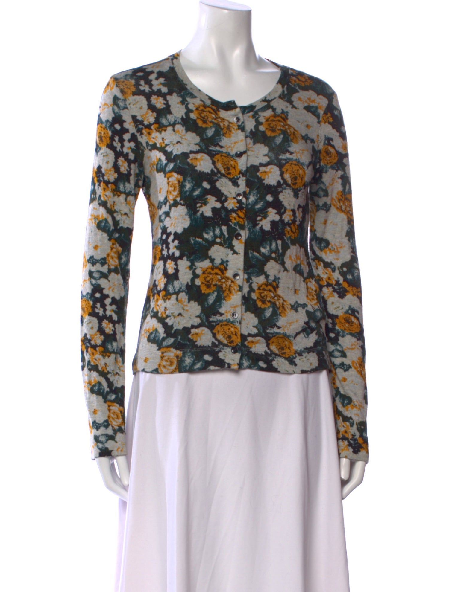 Leset Floral Print Scoop Neck Sweater