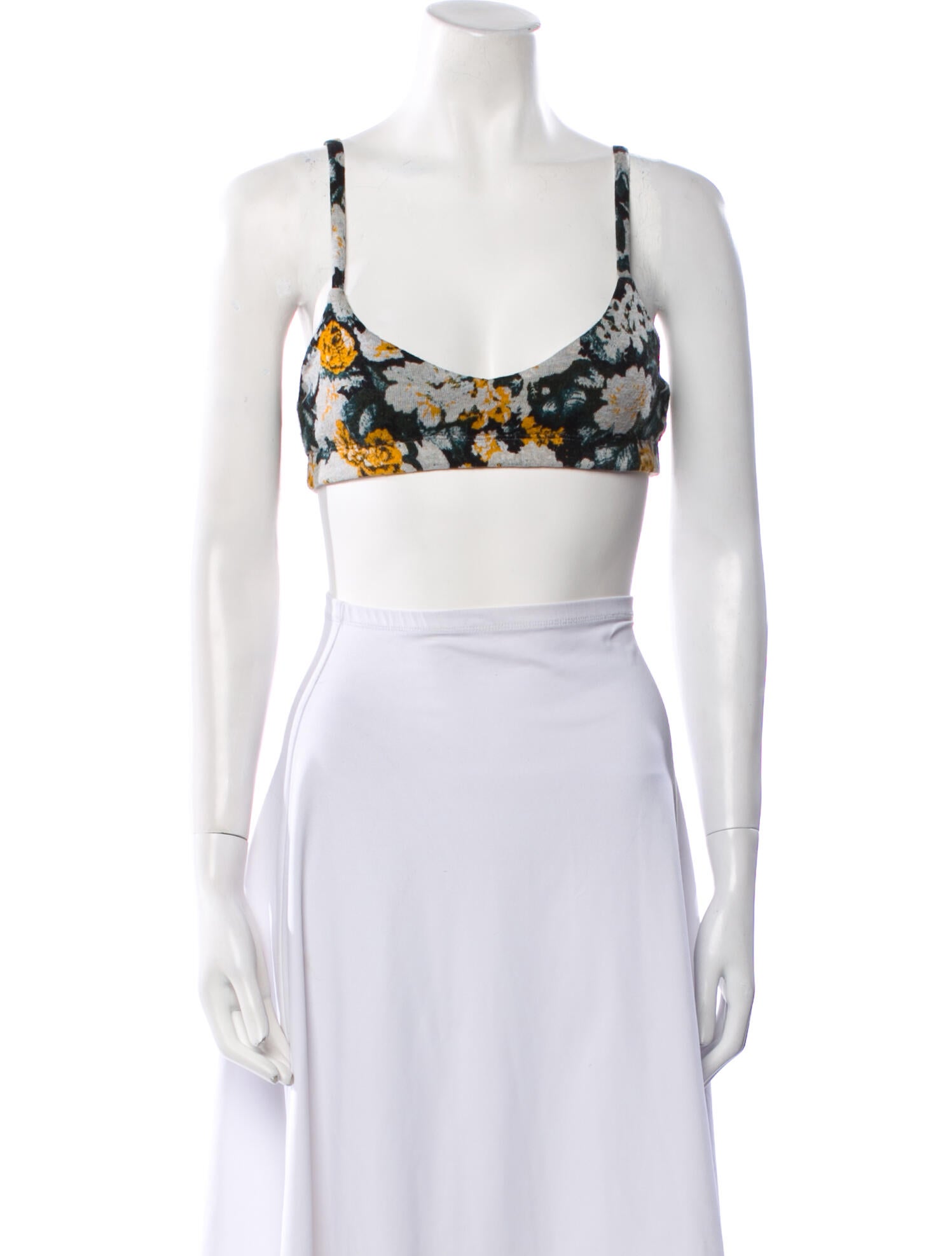 Leset Floral Print Scoop Neck Crop Top