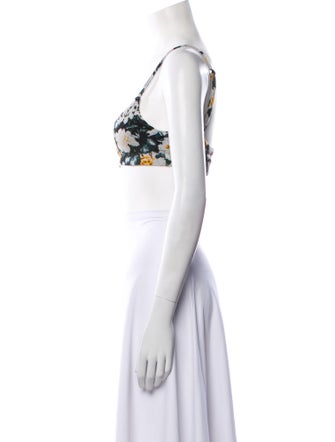 Leset Floral Print Scoop Neck Crop Top