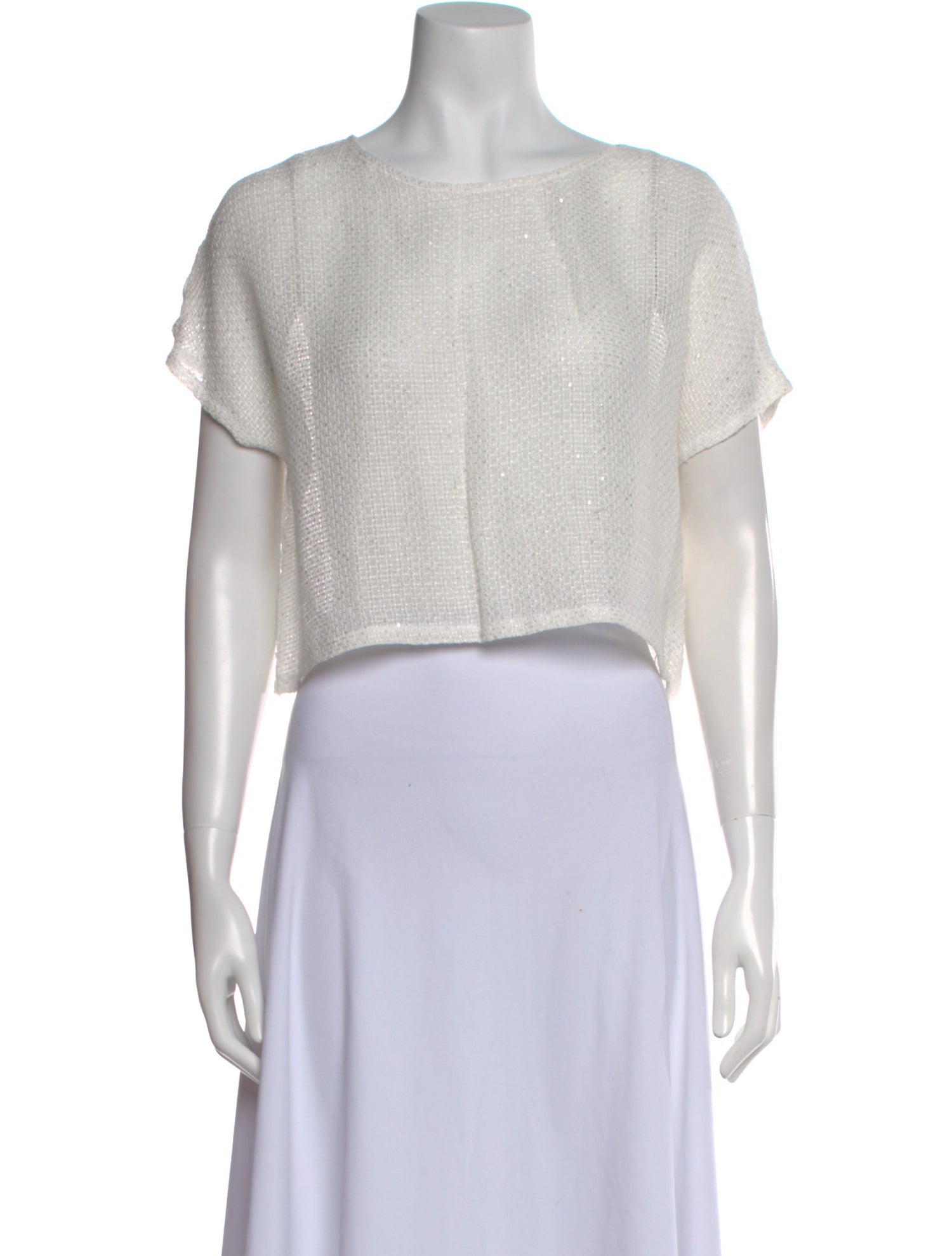 Leset Linen Bateau Neckline Crop Top