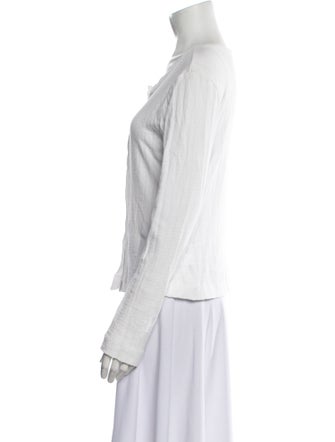 Leset Scoop Neck Long Sleeve Button-Up Top