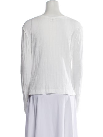 Leset Scoop Neck Long Sleeve Button-Up Top