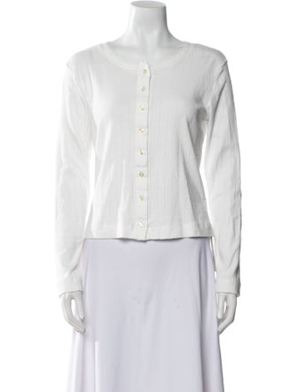 Leset Scoop Neck Long Sleeve Button-Up Top