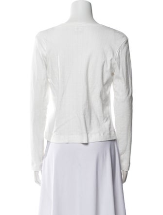 Leset Scoop Neck Long Sleeve Button-Up Top