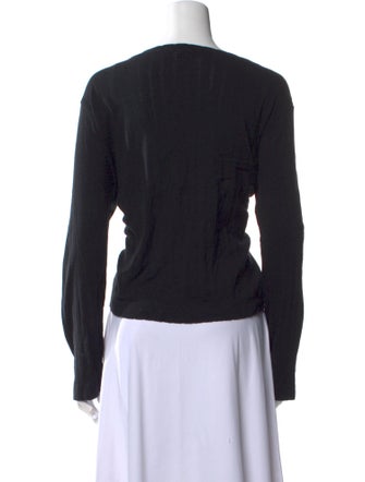 Leset Scoop Neck Long Sleeve Button-Up Top