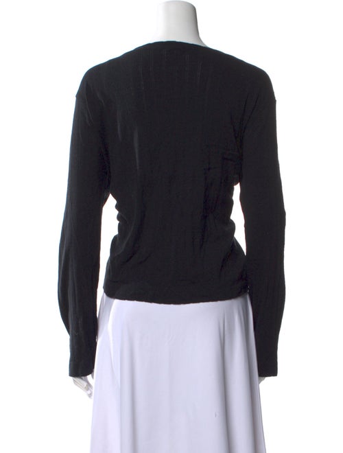 Leset Scoop Neck Long Sleeve Button-Up Top