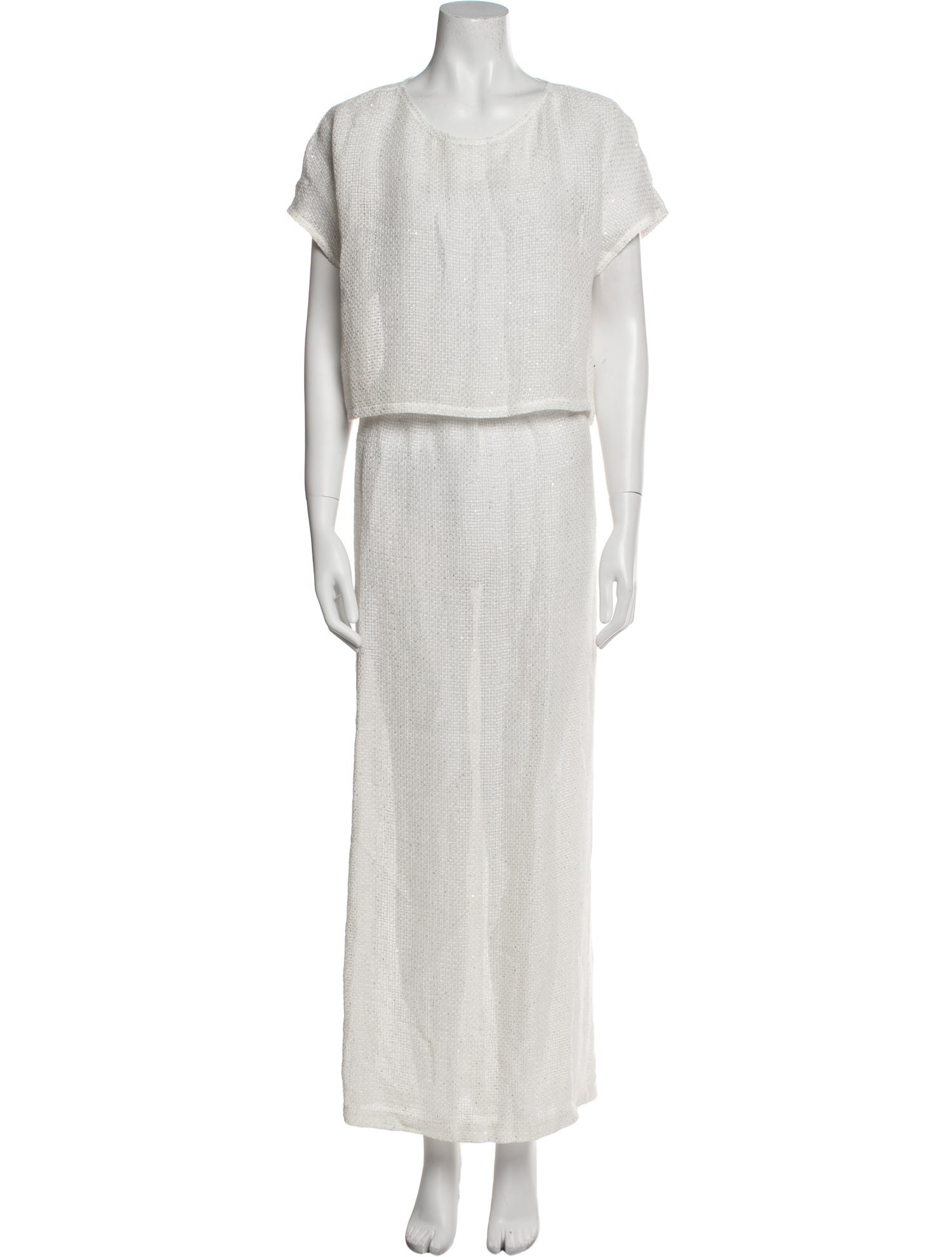 Leset Linen Sequin Embellishments Skirt Set