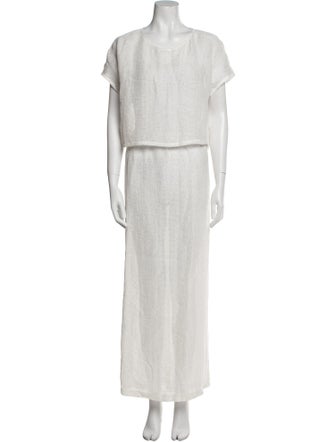 Leset Linen Sequin Embellishments Skirt Set