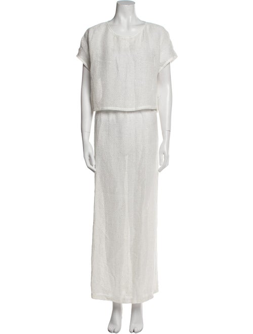 Leset Linen Sequin Embellishments Skirt Set