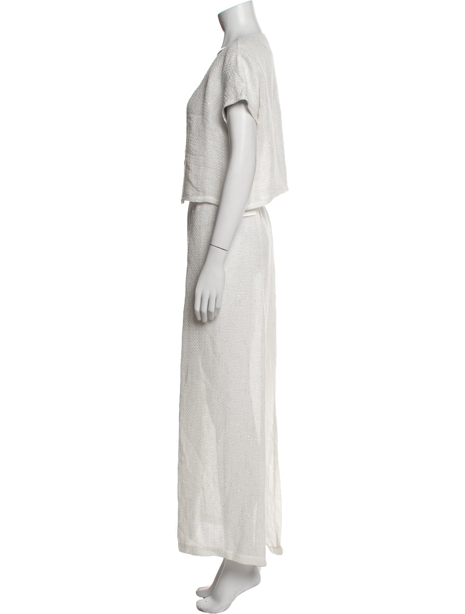 Leset Linen Sequin Embellishments Skirt Set