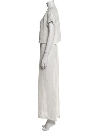 Leset Linen Sequin Embellishments Skirt Set