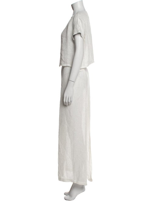 Leset Linen Sequin Embellishments Skirt Set