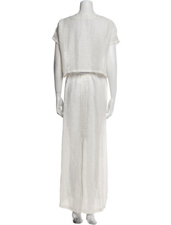 Leset Linen Sequin Embellishments Skirt Set