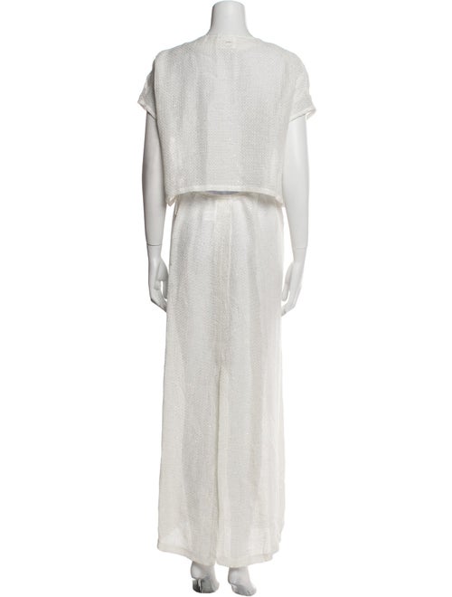 Leset Linen Sequin Embellishments Skirt Set