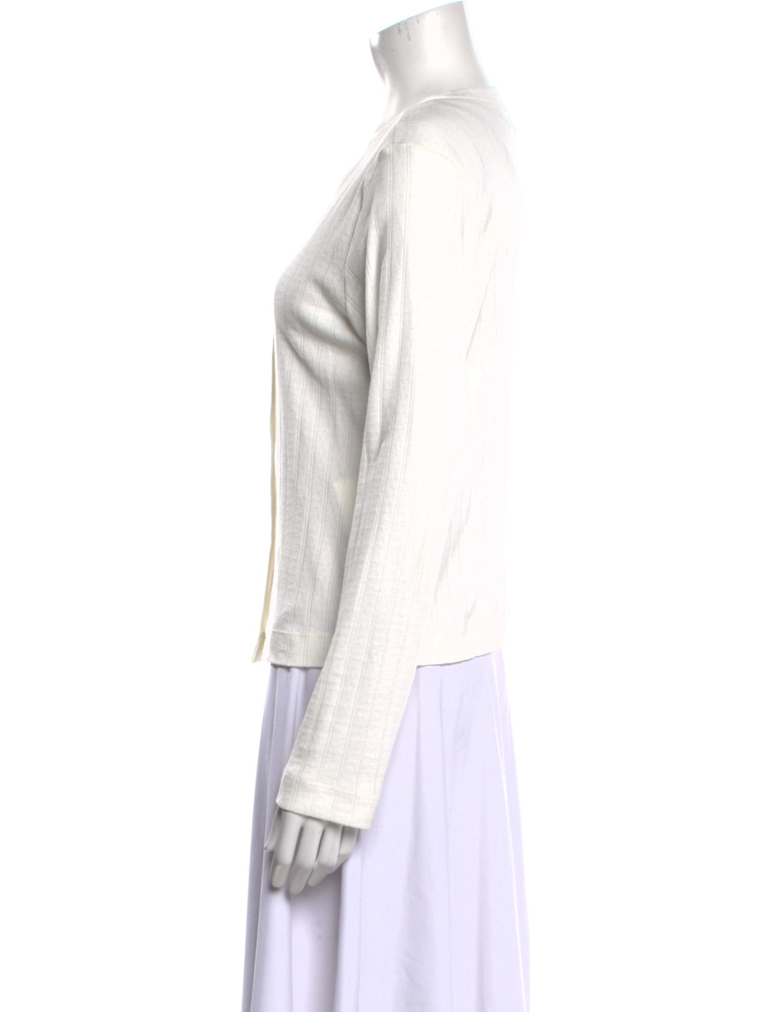 Leset Crew Neck Long Sleeve Button-Up Top