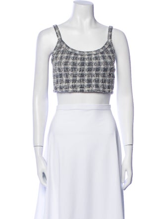 Leset Printed Scoop Neck Crop Top
