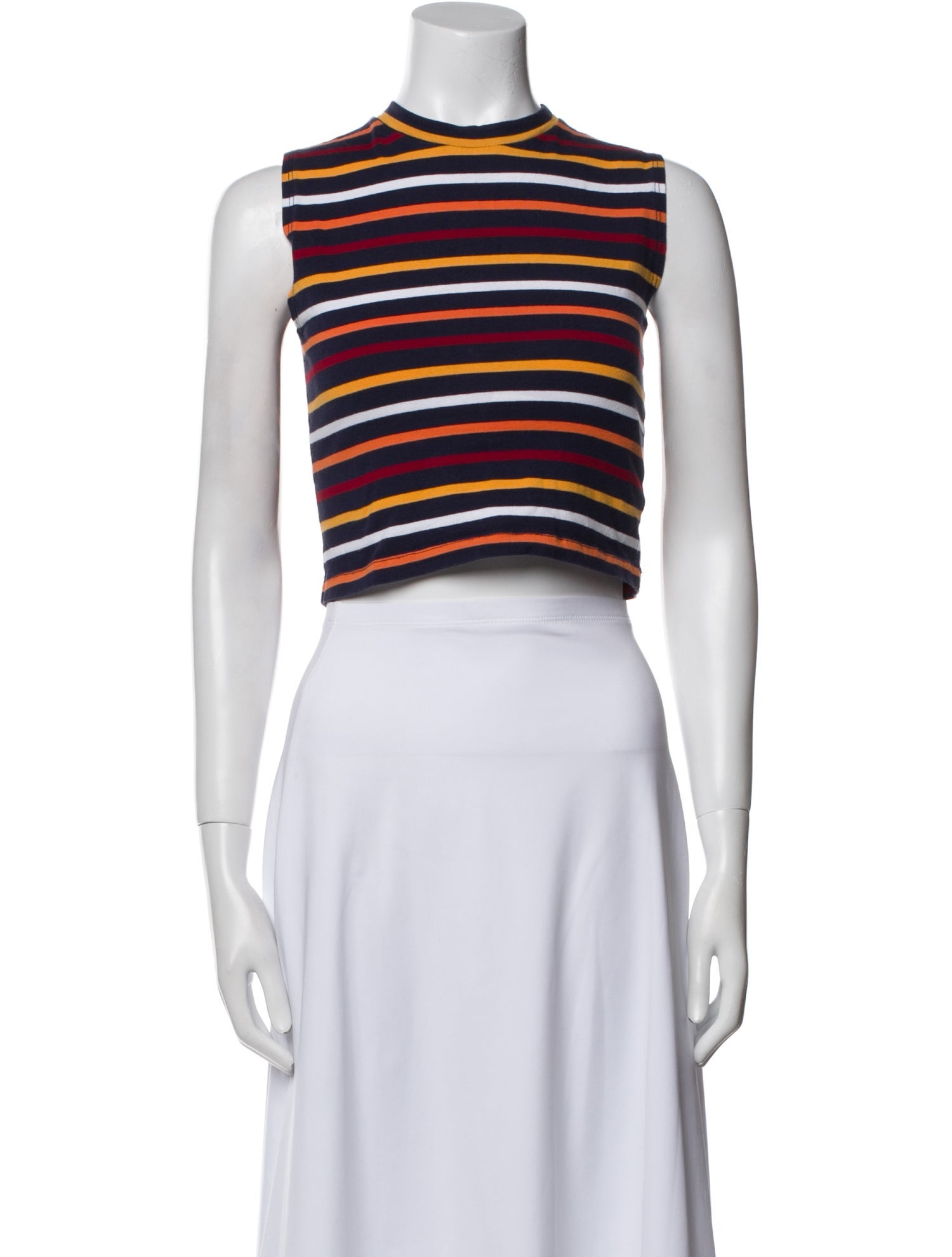 Leset Striped Mock Neck Crop Top