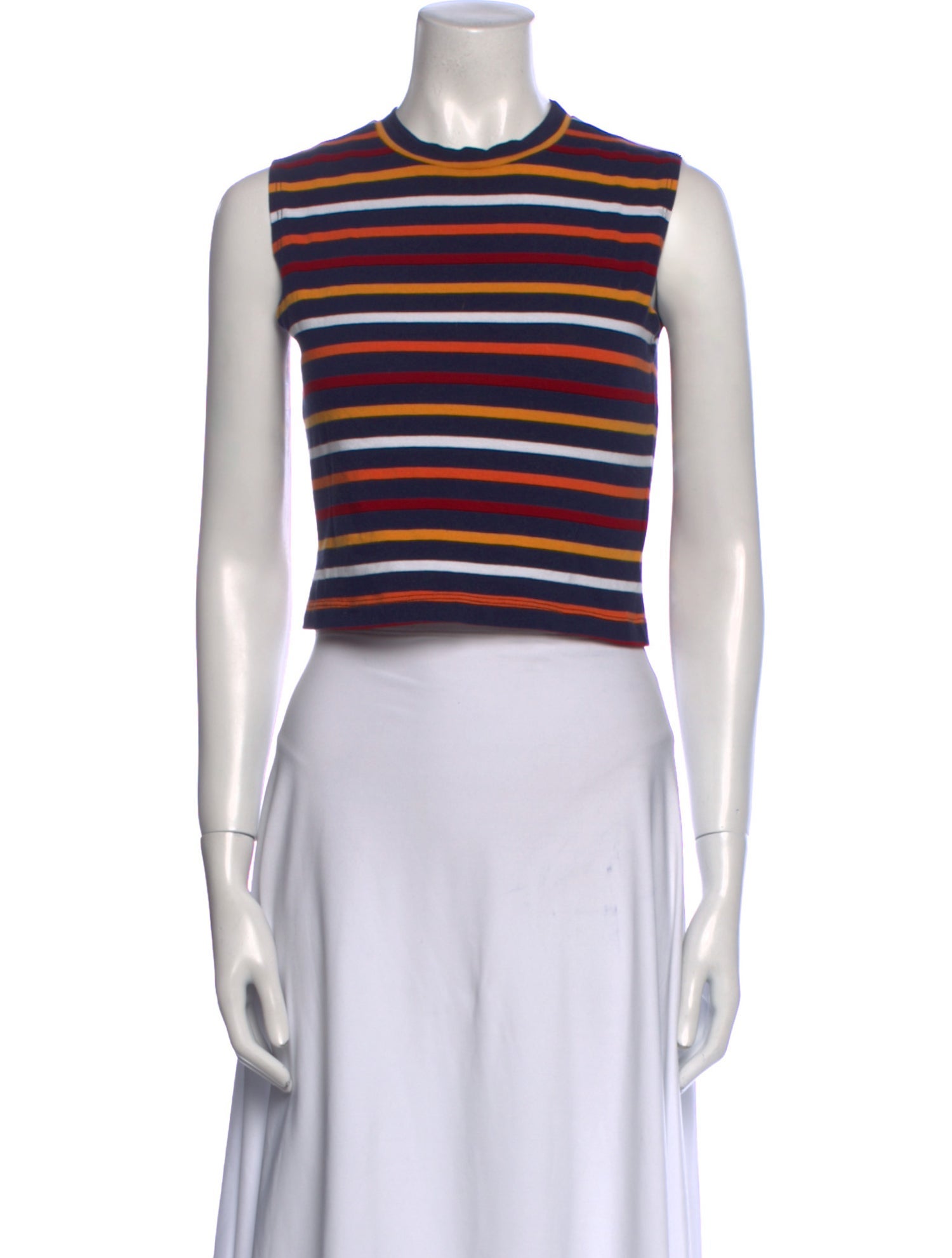 Leset Striped Crew Neck Crop Top
