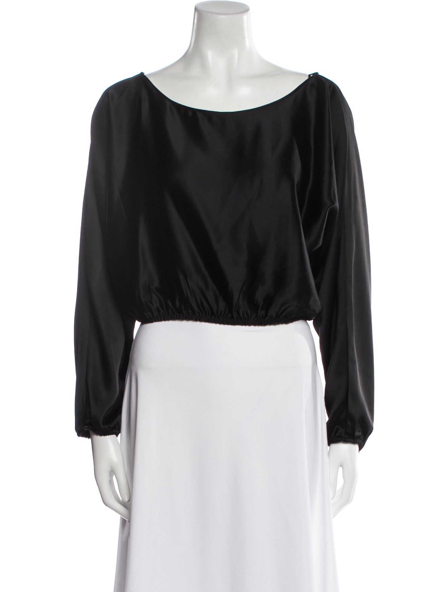 Leset Bateau Neckline Long Sleeve Crop Top